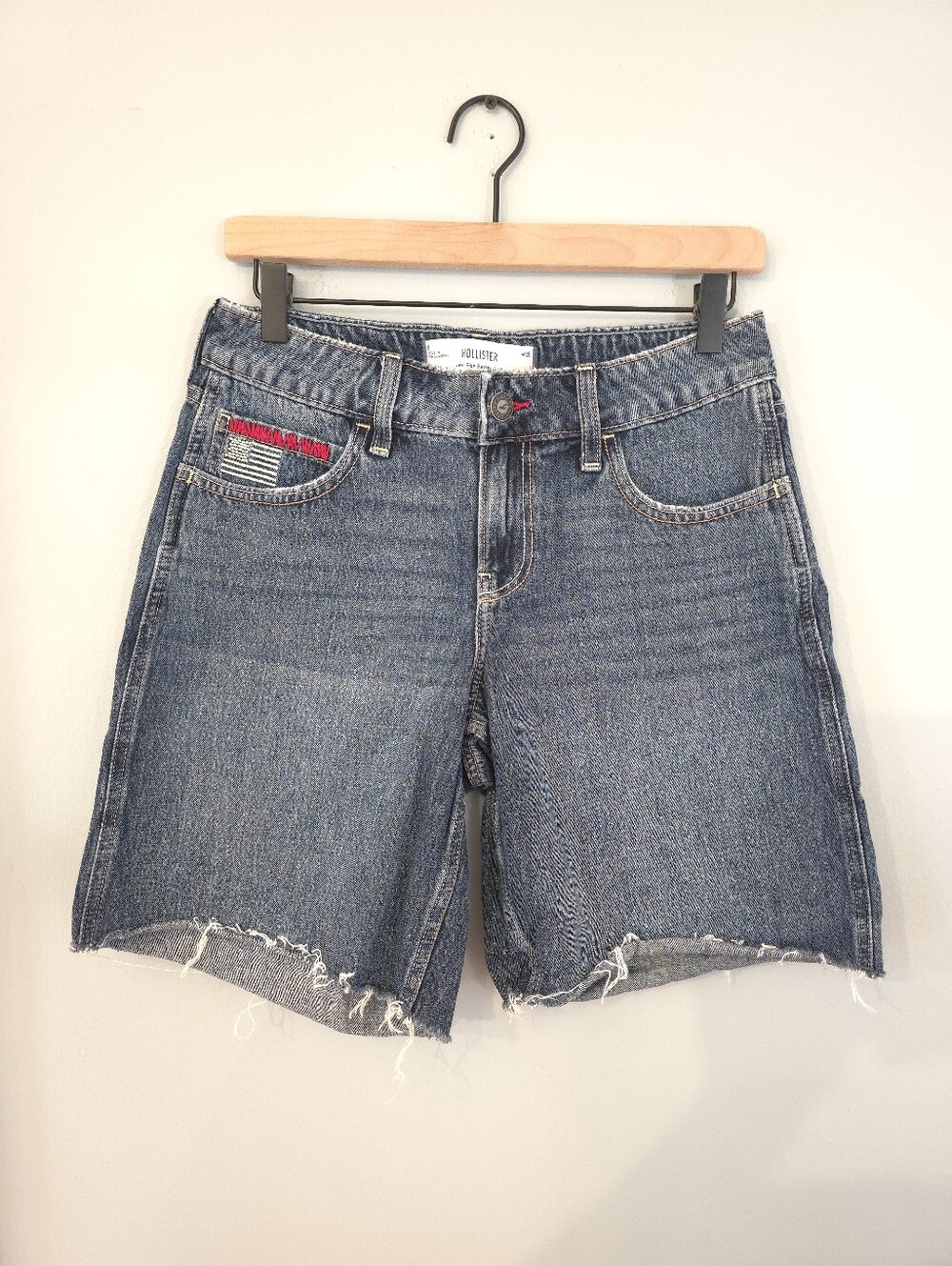 Hollister American Flag Low Rise Baggy Jorts 90s Y2K